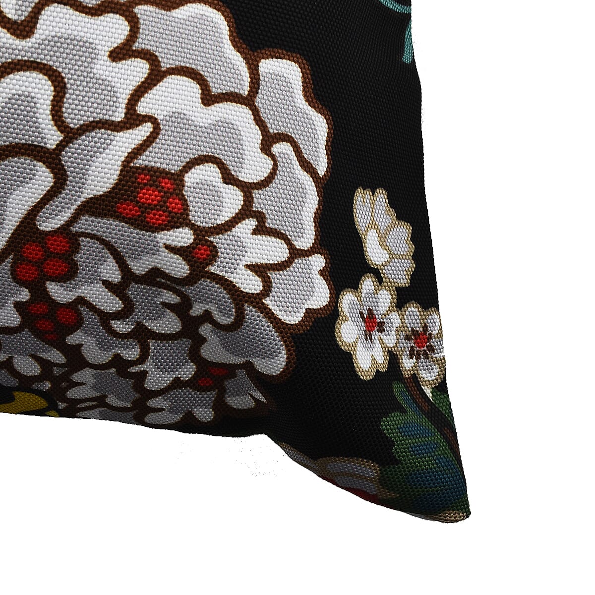 Set of 2 - Abstract Flower and Leaf Pattern Pillow Case and Cover (Size 45 cm) - Black - Multi