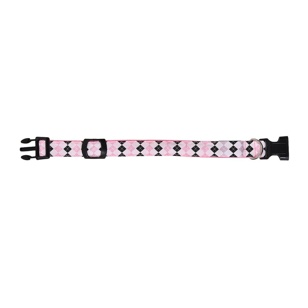 Rechargeable Set of 2 Adjustable LED Lighted Dog Collar with Clip Closure (Size L) - Pink