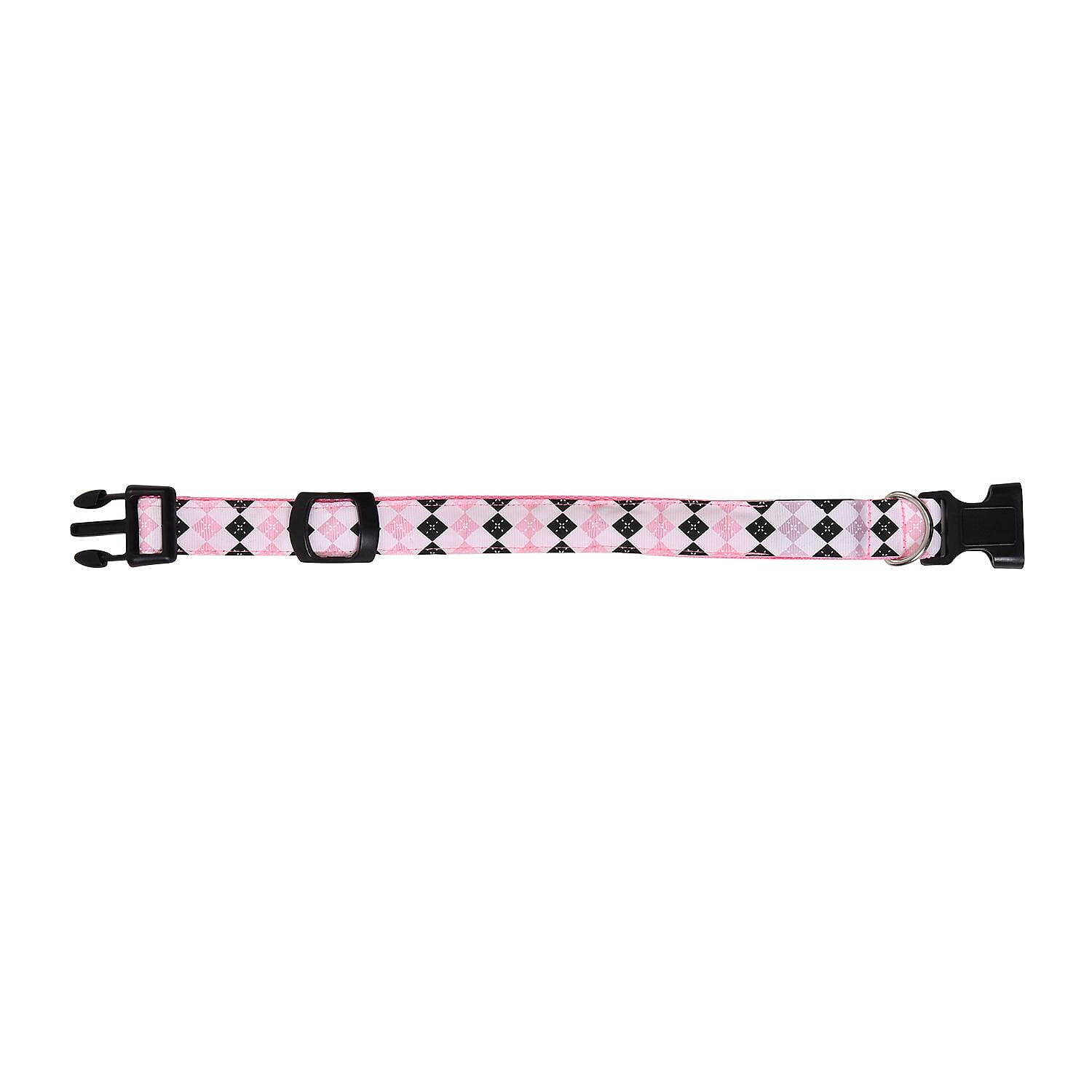 Rechargeable Set of 2 Adjustable LED Lighted Dog Collar with Clip Closure (Size L) - Pink