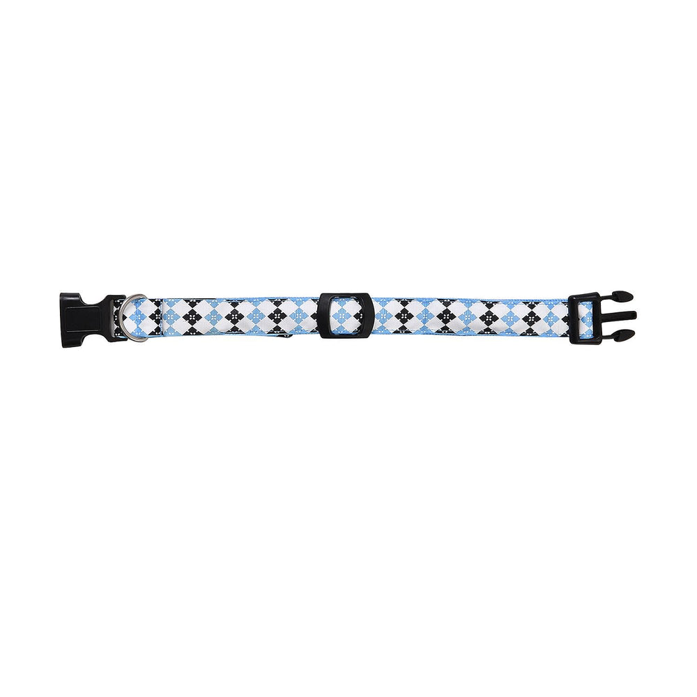 Rechargeable Set of 2 Adjustable LED Lighted Dog Collar with Clip Closure (Size L) - Blue