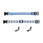 Rechargeable Set of 2 Adjustable LED Lighted Dog Collar with Clip Closure (Size M) - Blue