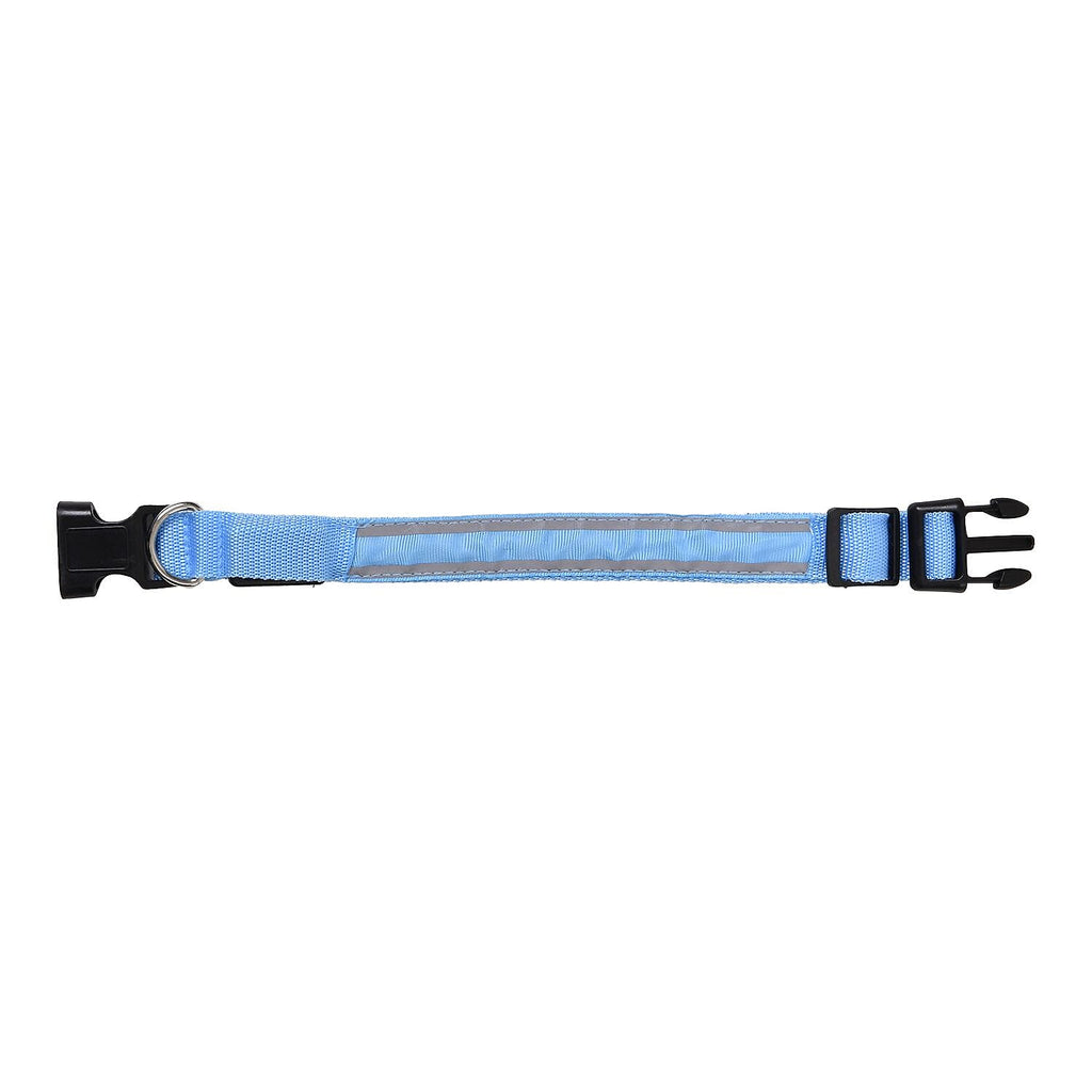 Rechargeable Set of 2 Adjustable LED Lighted Dog Collar with Clip Closure (Size M) - Blue