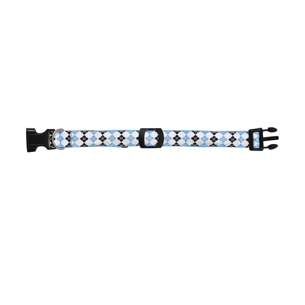 Rechargeable Set of 2 Adjustable LED Lighted Dog Collar with Clip Closure (Size M) - Blue