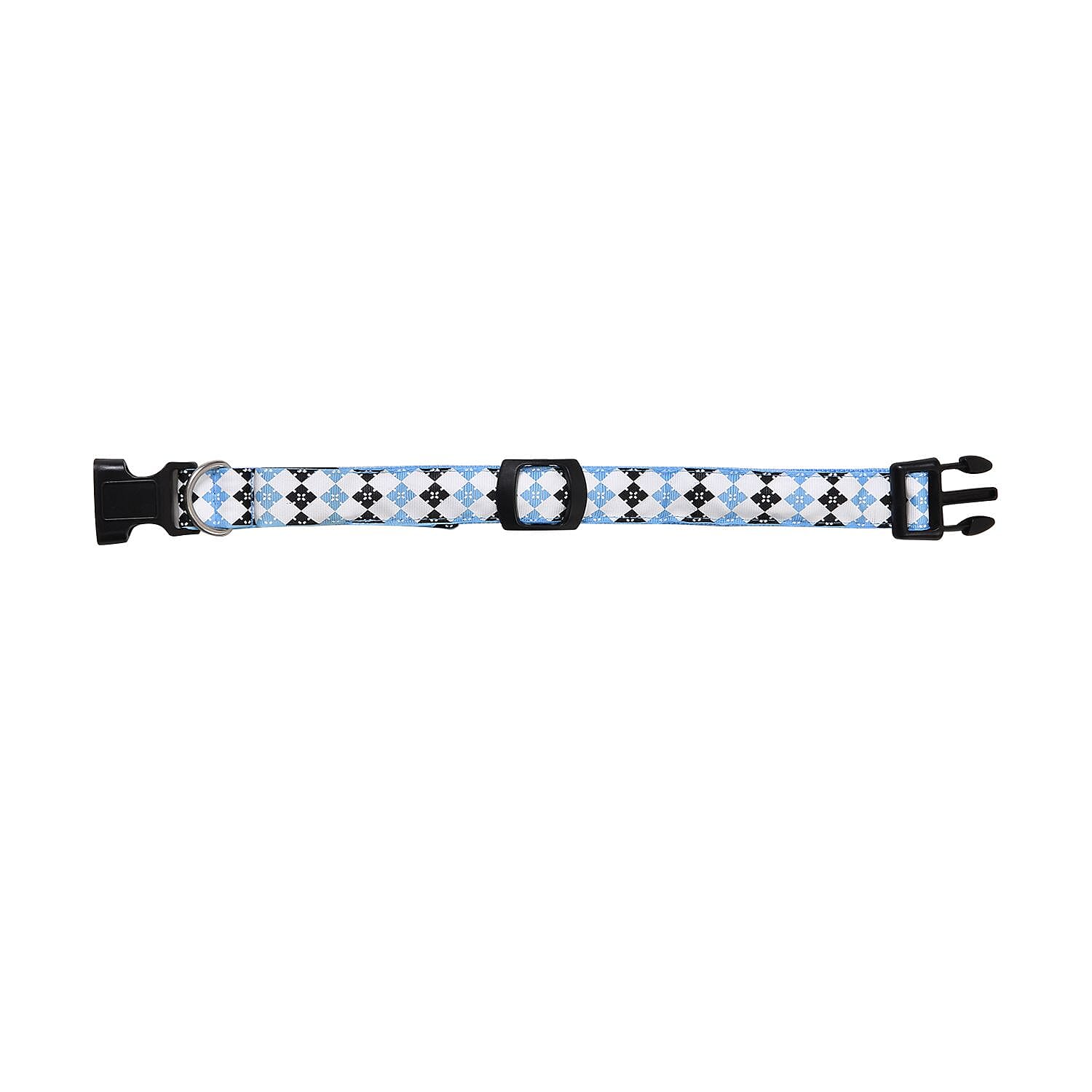 Rechargeable Set of 2 Adjustable LED Lighted Dog Collar with Clip Closure (Size M) - Blue