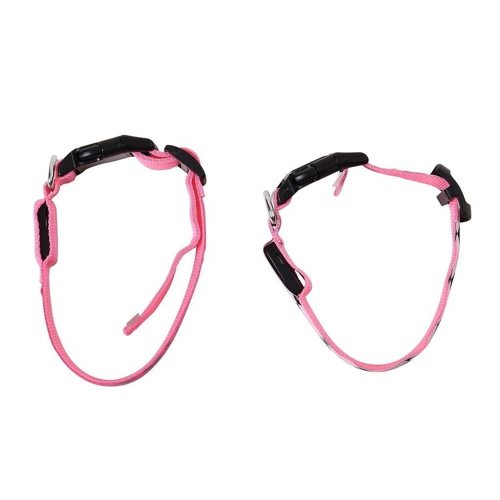 Rechargeable Set of 2 Adjustable LED Lighted Dog Collar with Clip Closure (Size S) - Pink