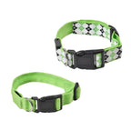 Rechargeable Set of 2 Adjustable LED Lighted Dog Collar with Clip Closure (Size S) - Green
