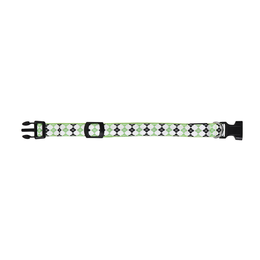 Rechargeable Set of 2 Adjustable LED Lighted Dog Collar with Clip Closure (Size L) - Green
