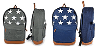 Set of 2 Canvas Star Printed Unisex Backpack - Navy and Grey