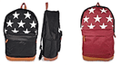 Set of 2 Canvas Star Printed Unisex Backpack - Red and Black