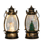 Set of 2 Christmas Tree Scene Light Up Lantern - Brown