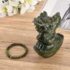 Set of 2 Collectors Edition - Serpentine (Chinese Jade) Carved Dragon Figurine with Bracelet (Size 7.5 Strechable) 7295.00 Ct.