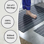 Set of 2 - Cotton Rugs- Door Mat (Size 50x80cm) - Grey
