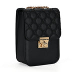 Elegant Monogram Quilted Phone Bag with Matching Clutch Card Holder - Black