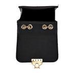 Elegant Monogram Quilted Phone Bag with Matching Clutch Card Holder - Black