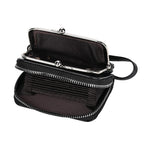 Elegant Monogram Quilted Phone Bag with Matching Clutch Card Holder - Black