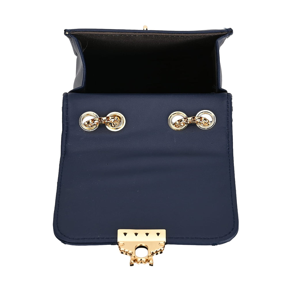 PU Solid Crossbody Bag (Size 13x6x18 cm) - Navy