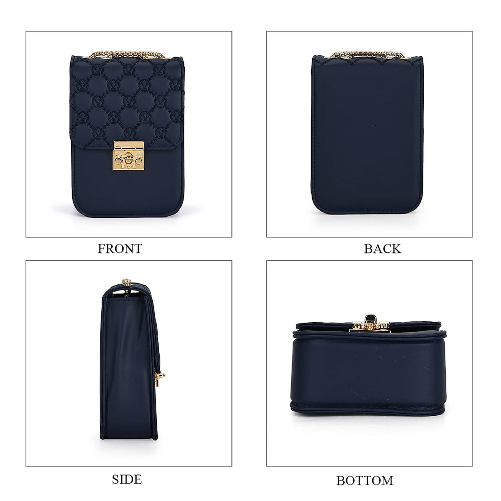 PU Solid Crossbody Bag (Size 13x6x18 cm) - Navy