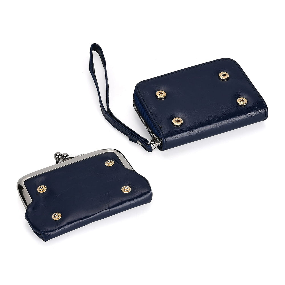 PU Solid Crossbody Bag (Size 13x6x18 cm) - Navy