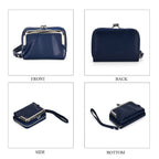 PU Solid Crossbody Bag (Size 13x6x18 cm) - Navy