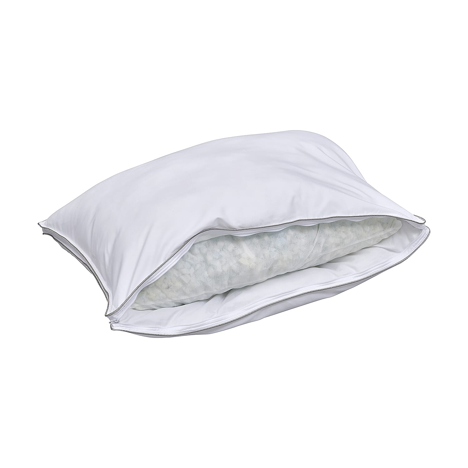 Set of 2 - Down Alternative Pillow Cover with Silver Piping and Zipper Closure (Size 50x70cm)