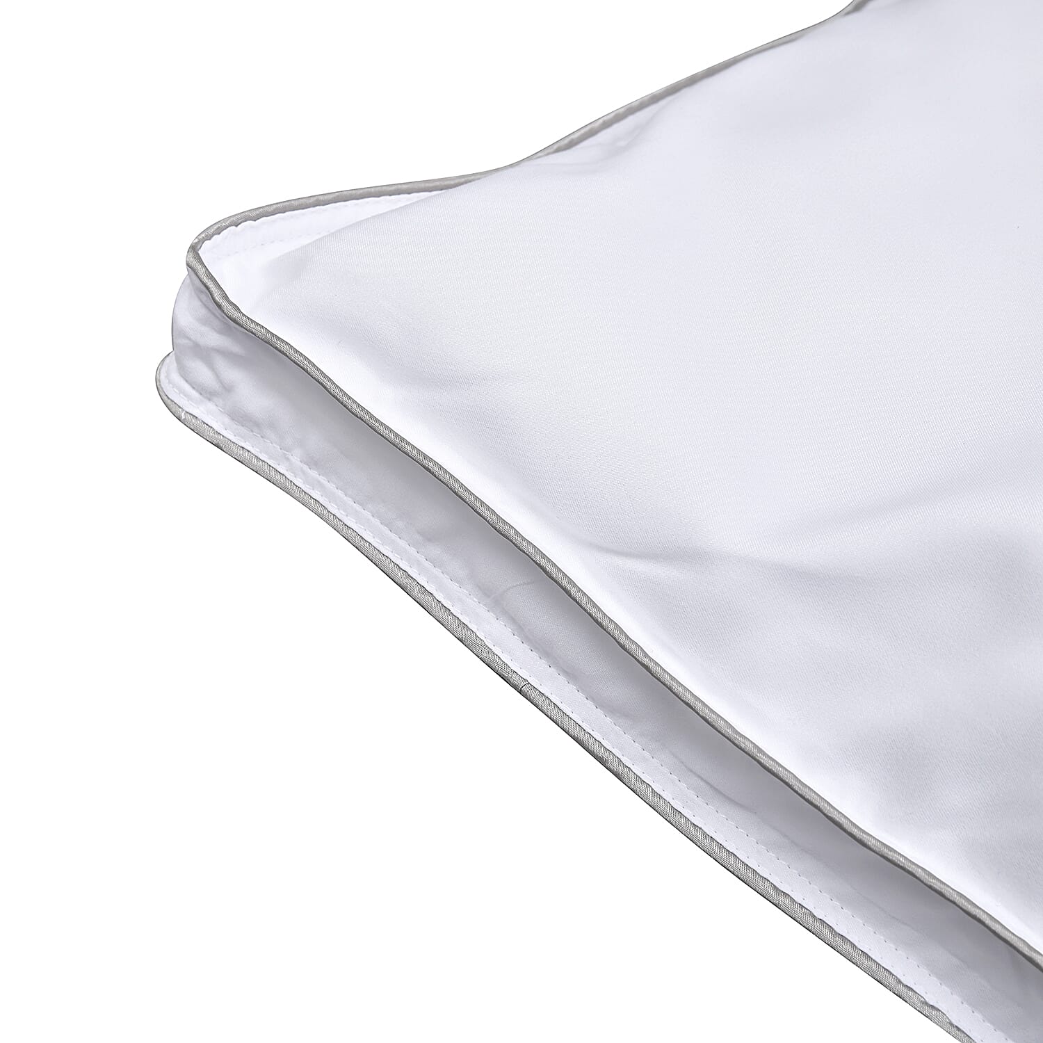 Set of 2 - Down Alternative Pillow Cover with Silver Piping and Zipper Closure (Size 50x70cm)