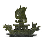 TJC EXCLUSIVE - Extremely Rare Hand Carved Serpentine Dragon Boat Ornament - Symbolising Strength & Perseverance With Bracelet (Size 7.5 Strechable) 1200.00 Ct.