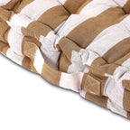 Set of 2- Hush Heven 100% Cotton Hand Tucked Floor Cushion (40x40x8cm) - Brown & White