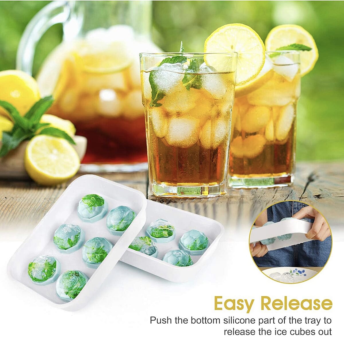 2 x Football Ice Cube Tray (Makes 12 Ice Cubes) (Size - 20x14cm) - Blue