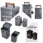 Set of 2 Laundry Basket with Scoop - Grey