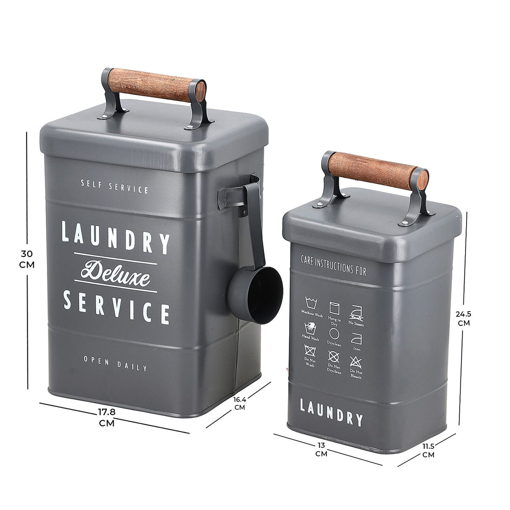 Set of 2 Laundry Basket with Scoop - Grey