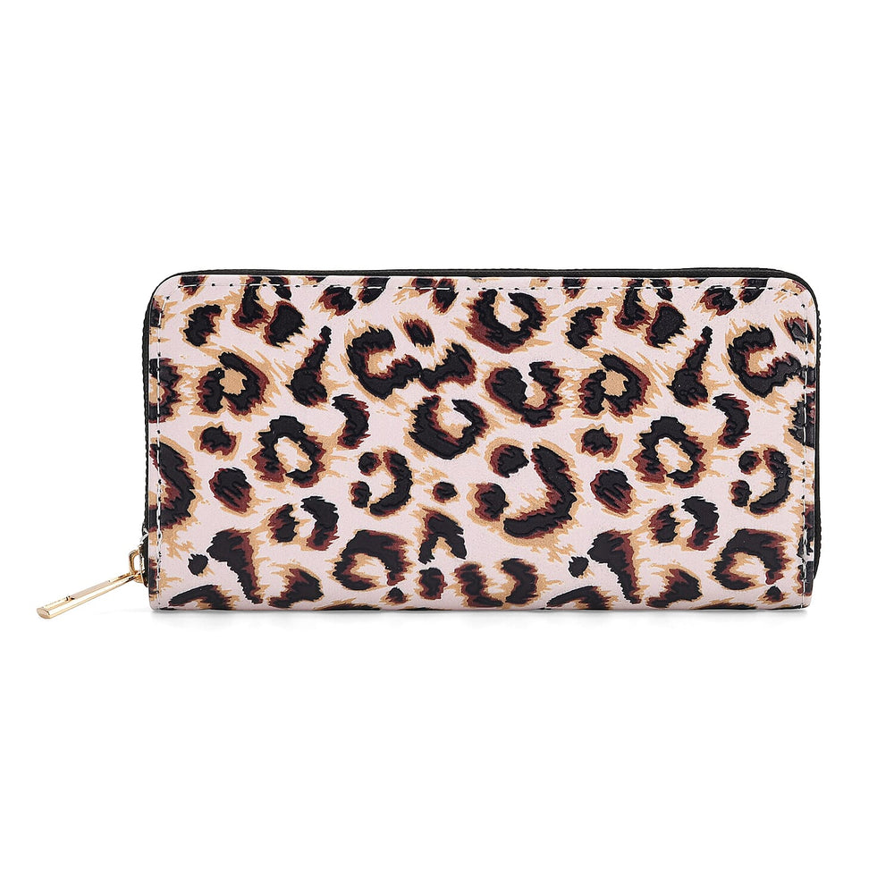 Set of 2- Leopard Print Zip-Around Wallet & Purse