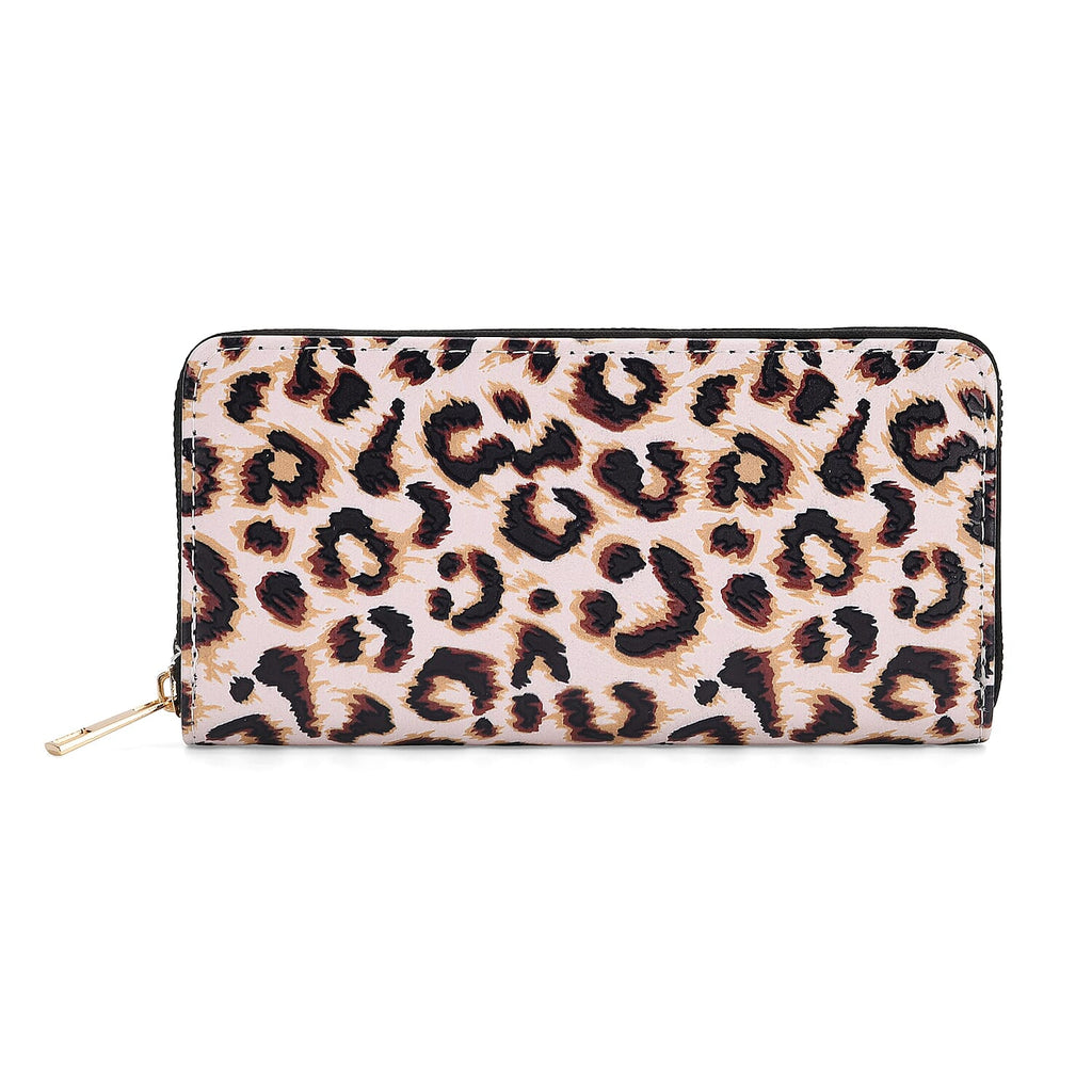 Set of 2- Leopard Print Zip-Around Wallet & Purse
