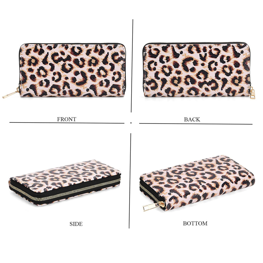 Set of 2- Leopard Print Zip-Around Wallet & Purse