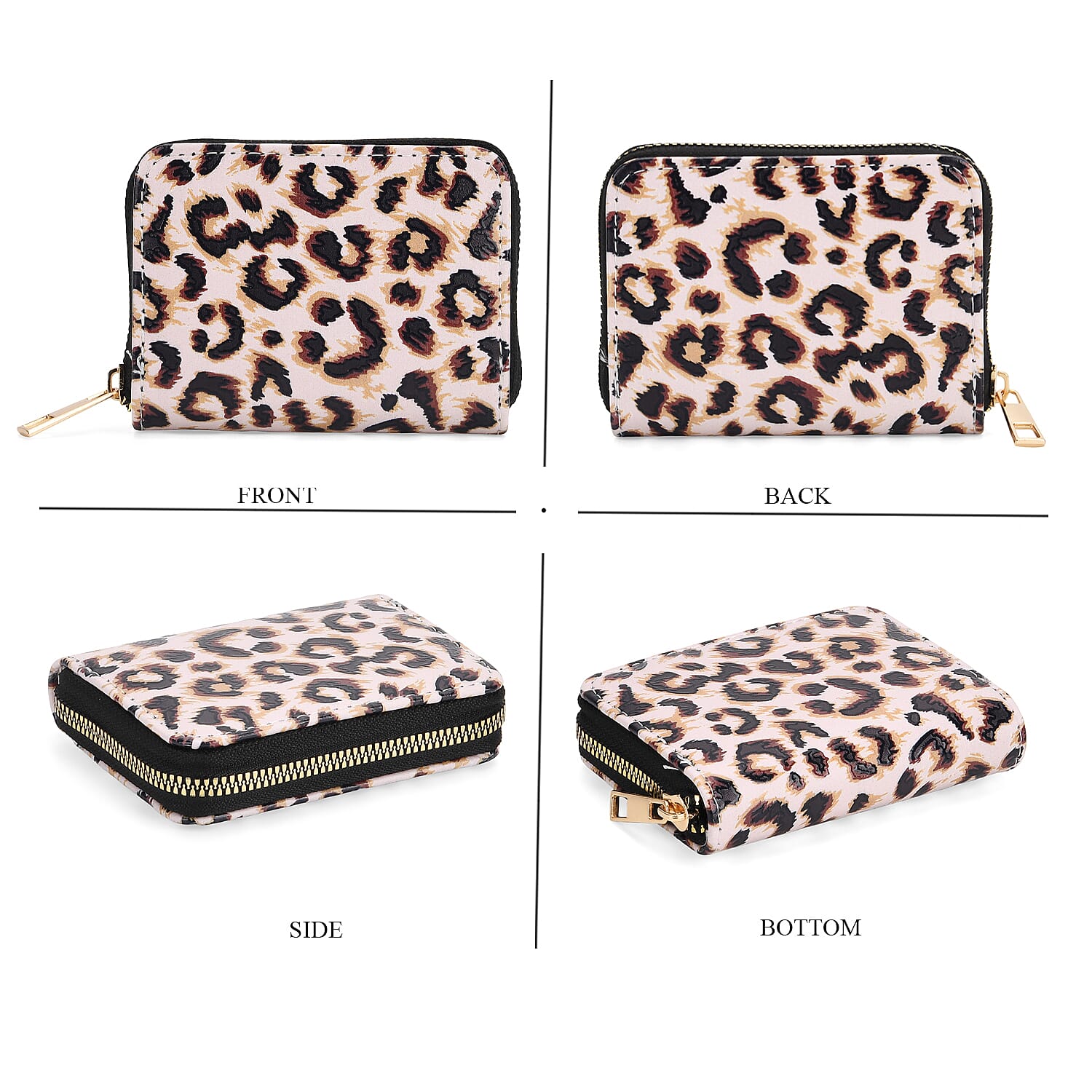 Set of 2- Leopard Print Zip-Around Wallet & Purse