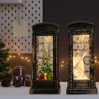 Set of 2 Light Up Telephone Box Christmas Decoration (Angel & Tree) - Multi