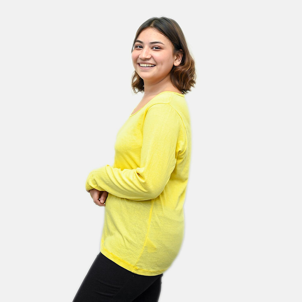 TAMSY Set of 2 Long Sleeves V Neck T-Shirt (Size XXL) - Grey - Lemon