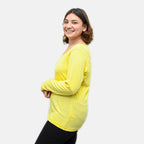 TAMSY Set of 2 Long Sleeves V Neck T-Shirt (Size XXL) - Grey - Lemon