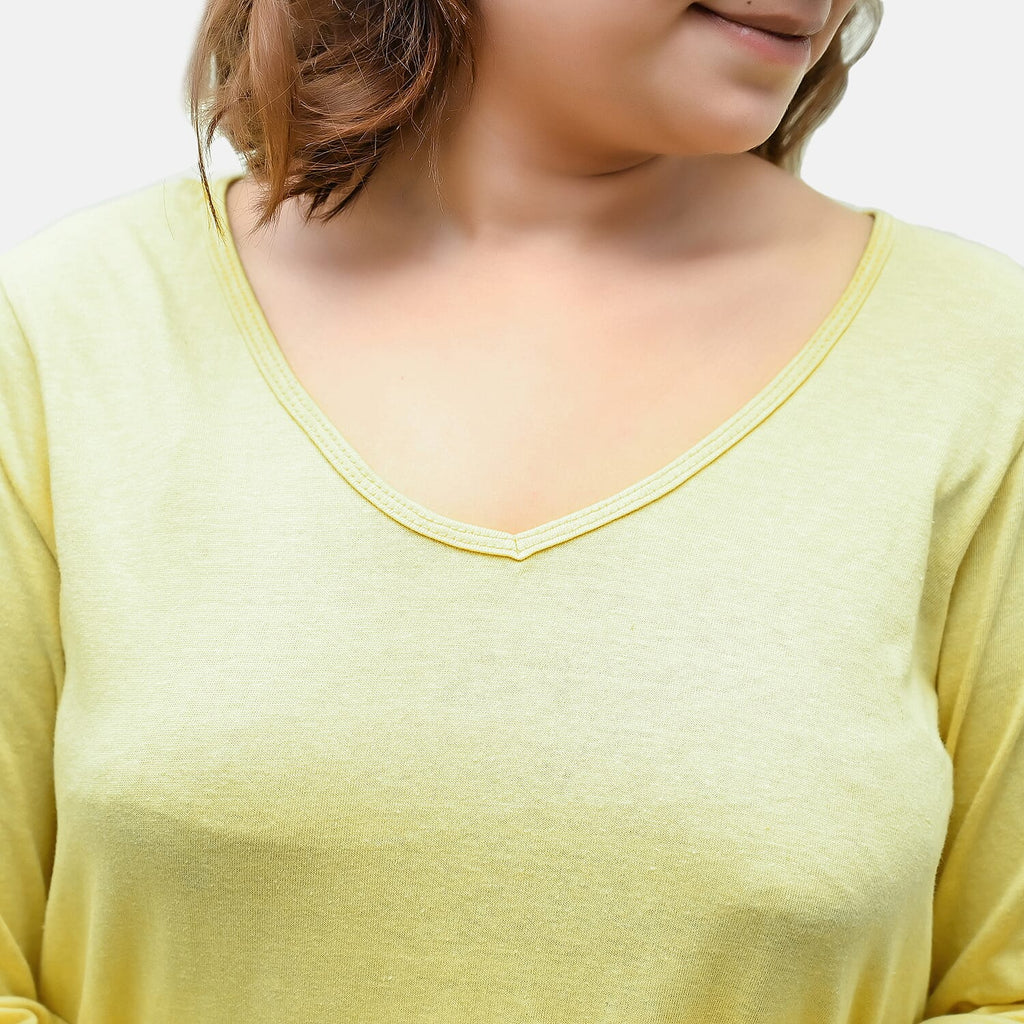 TAMSY Set of 2 Long Sleeves V Neck T-Shirt (Size XXL) - Grey - Lemon