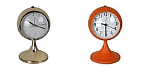 Set of -2 Luxury Decoration Quartz Movt. Alarm Clock with Stand & Night Light - Gold and Orange