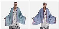 Set of 2 - Maisi Printed Cotton Lightweight Summer Scarf (One Size) - Blue and Green
