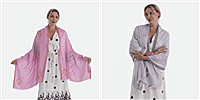 Set of 2 - Maisi Printed Cotton Lightweight Summer Scarf (One Size) - Rose Pink and Beige
