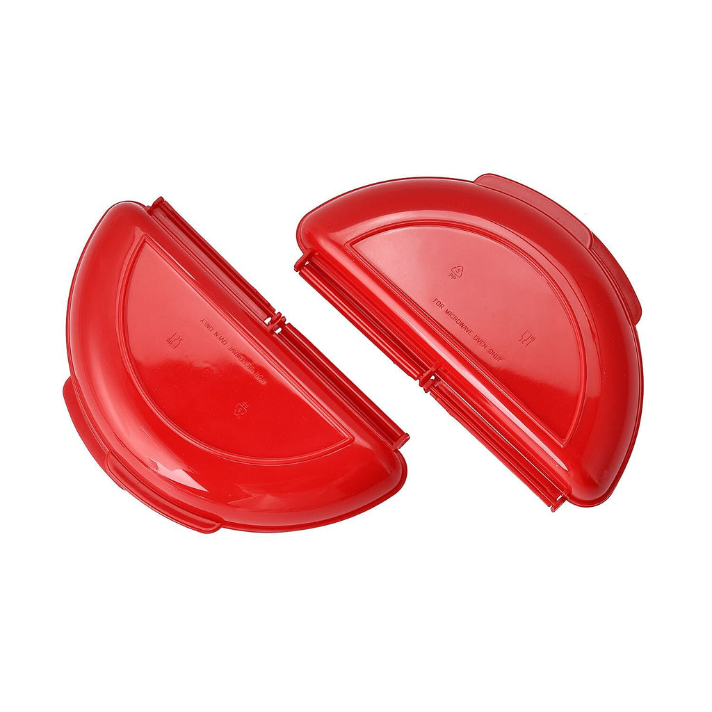 2x Microwave Omelette Maker or Poached Eggs Pan (Size 21x23x2 cm) - Red - White