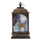 Set of 2 Mini Lantern Decorations with Reindeer - Santa Designs - Brown