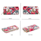 Set of 2- Pink Butterfly Print Zip-Around Wallet & Clutch - White