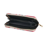 Set of 2- Pink Butterfly Print Zip-Around Wallet & Clutch - White