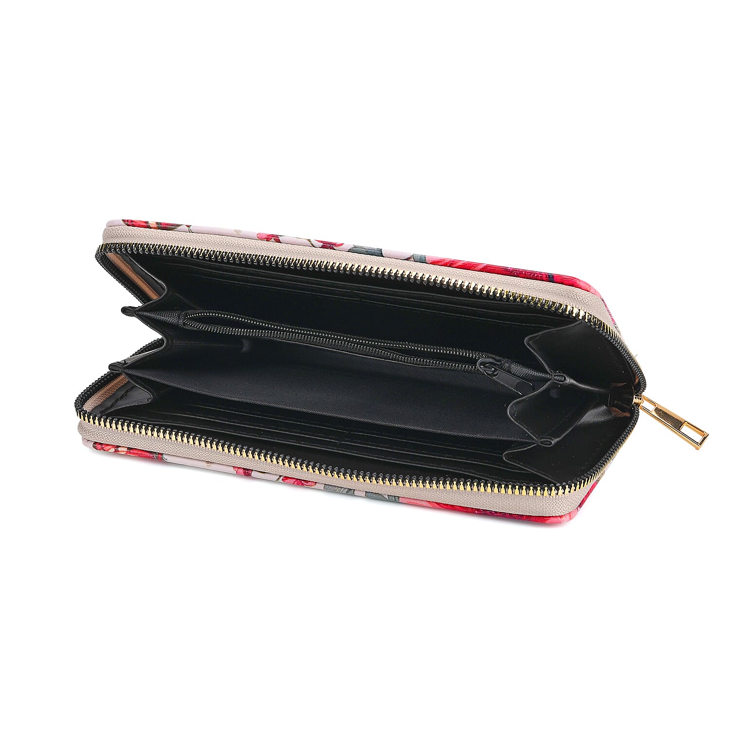 Set of 2- Pink Butterfly Print Zip-Around Wallet & Clutch - White