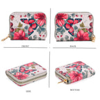 Set of 2- Pink Butterfly Print Zip-Around Wallet & Clutch - White