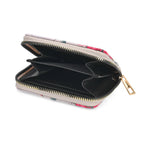 Set of 2- Pink Butterfly Print Zip-Around Wallet & Clutch - White