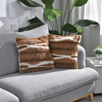 Set of 2 Super Soft Faux Chinchilla Fur Sherpa Lined Cushion Covers (Size 40x40cm) - Brown