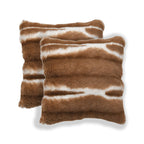 Set of 2 Super Soft Faux Chinchilla Fur Sherpa Lined Cushion Covers (Size 40x40cm) - Brown